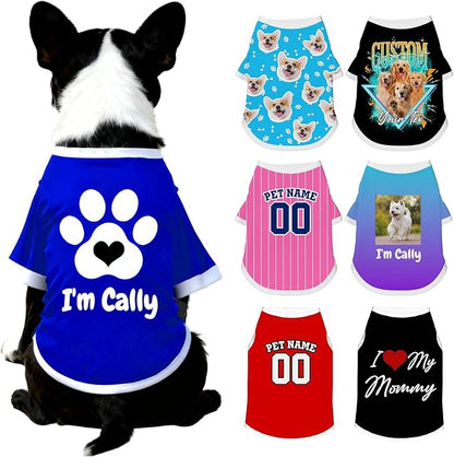 Custom Dog Shirt with Name Photo Text Logo Personalized Dog Pullover Shirts by Unknown
