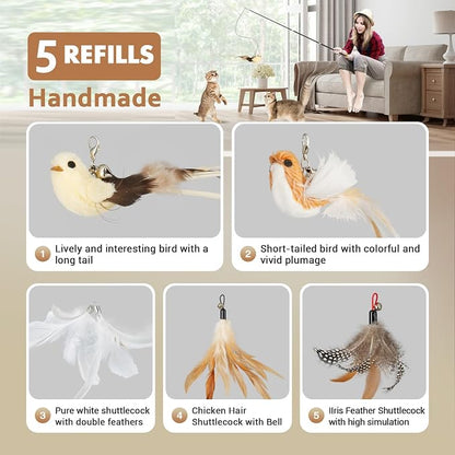 ROSAUI Cat Teaser Wand Toys, Interactive Bird Toys - Image 5