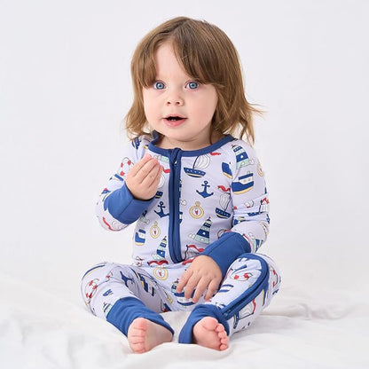 pureborn Baby Infant Boys Girls Sleeper Snug Fit Viscose from Bamboo Pajamas - Image 2