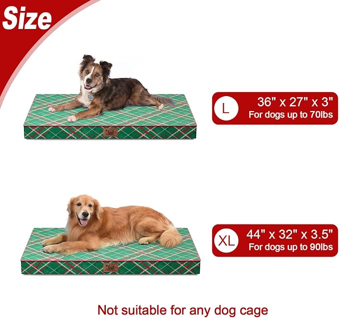 Christmas Orthopedic Dog Bed for Large Dogs, Big Waterproof Dog Bed Washable - Image 2