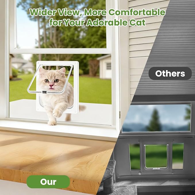 Cat Door for Window, 4 Locking Modes for Safety Cat Window Door, Fits 14"-24" - Image 4