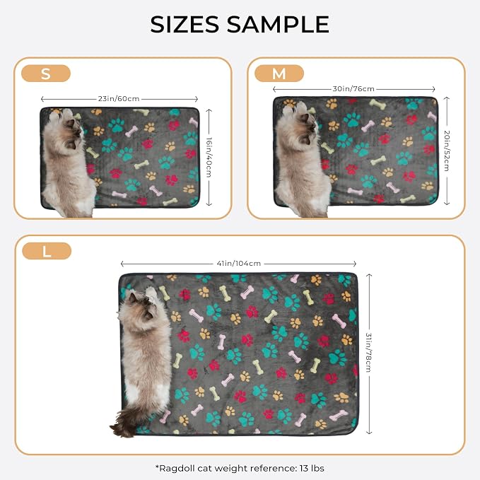 Luciphia 1 Pack 3 Blankets Fluffy Premium Fleece Pet Blanket Flannel Paw Bone - Image 3
