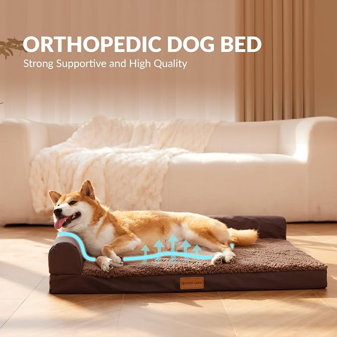 Patas Lague Orthopedic Dog Bed Medium Size Dog 30''X20'', Waterproof L Bolster - Image 3