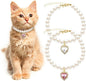 2pcs Cute Girl Cat Collar, Fancy Dog Pearl Necklace Collars Adjustable Pearl by Tyqour