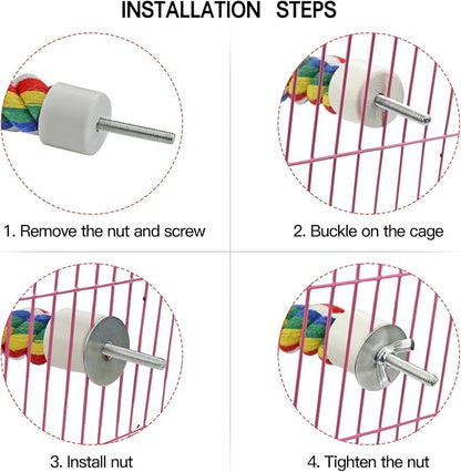 Bird Rope Perches for Parrots, Cockatiels, Budgie Cages Comfy Birds Colorful - Image 5