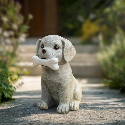 Solar Dog Statue with Glowing Bone Light, Outdoor Puppy Figurine - Image 5