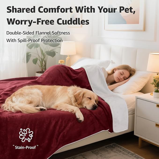LOOBANI Waterproof Blanket for Bed: Reversible Soft Flannel Twin Bed Blanket - Image 2