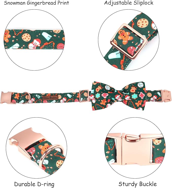 Christmas Dog Collar, Cute Winter Holiday Collars Green Christmas Tree and - Image 2