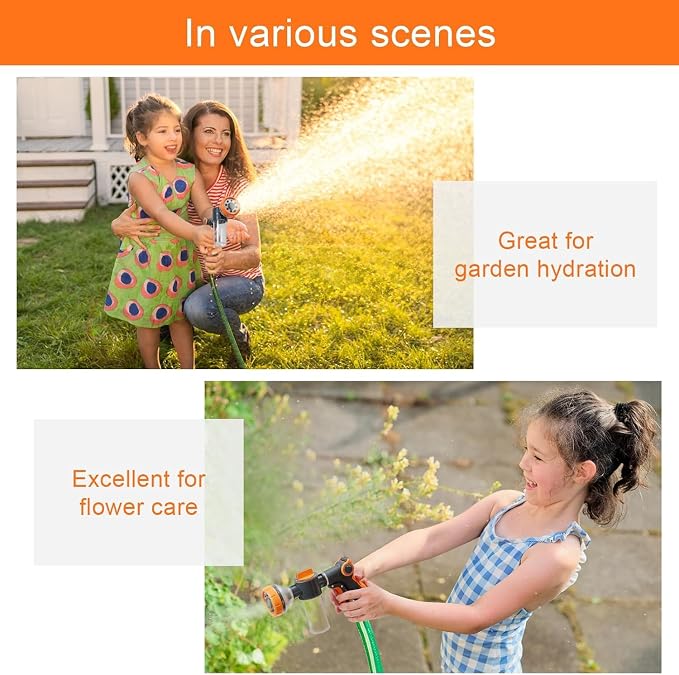 Dog Wash Hose Attachment, 8 in 1 Garden Hose Nozzle Sprayer - Image 7