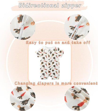 Unisex Summer Trendy 2-Pack Rompers Short Sleeve Zipped Bodysuit Infant Cotton - Image 5