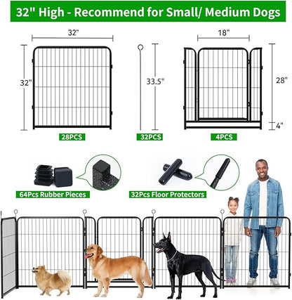Dog Playpen Outdoor Extra Wide 32 Piece Panels Heavy Duty Dog Fence 32" Height - Image 4