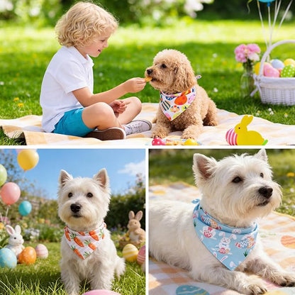 PAWCHIE Easter Dog Bandanas 4 Pack, Reversible Dog Party Triangle Scarf Bibs - Image 6