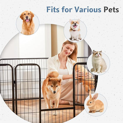 DUMOS Dog Playpen Indoor, Metal 32 Inch 16 Panels Foldable Pet Fence - Image 2