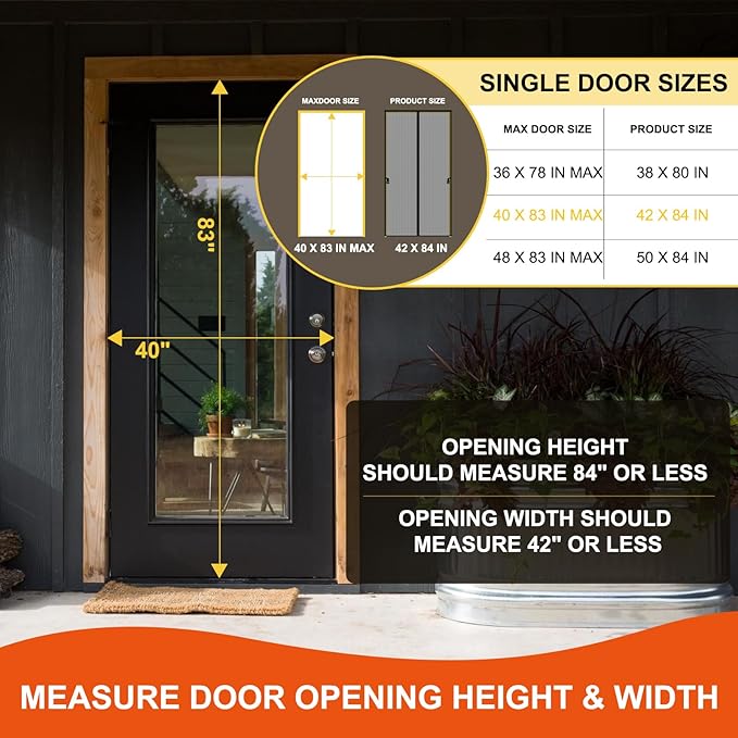 Fiberglass Magnetic Screen Door Fit Door Size 40 x 83 in- Heavy Duty Fiberglass - Image 2