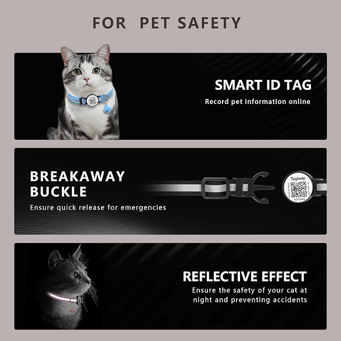 2 Pack QR Code Cat Collar for Lost Cat Recovery, Breakaway Reflective Collar - Image 3
