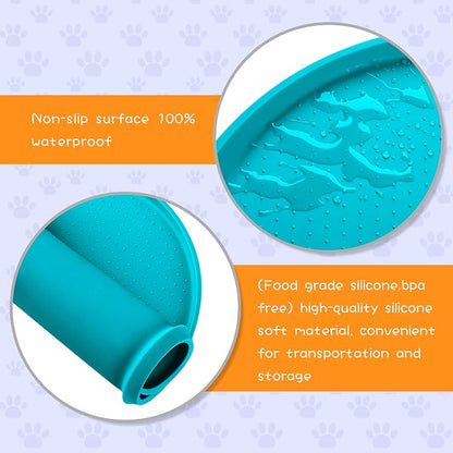 100% Waterproof 0.5" Raised Edge BPA Free Silicone Dog Food Mat, Pet Cat - Image 3