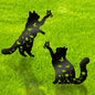 Bnesi Floral Long-Haired Cat Yard Decor Pet Grave Markers Metal Sign Silhouette by Bnesi