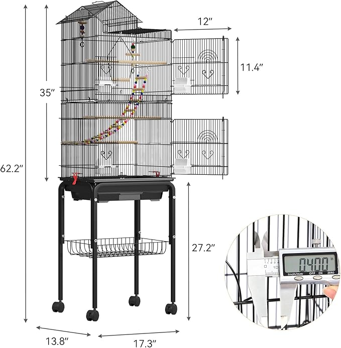 YITAHOME 62 inch Metal Bird Cage, Large Parakeet Cages - Image 2