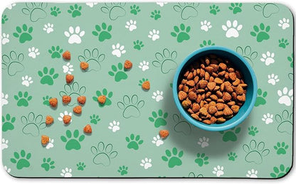 Dog Food Mat, Absorbent Water Bowl Mats Cat Pet Feeding Placemats Green 16 * 24 by Zoeeya