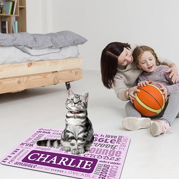 Personalized Dog Cat Food Mat Waterproof Non Slip Pet Bowl Mat Absorbent Quick - Image 6