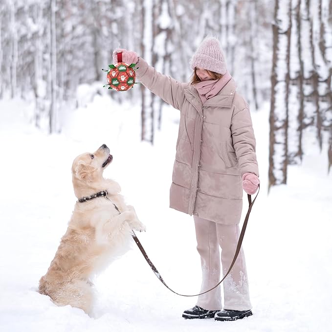 QDAN Christmas Dog Balls with Straps, Soccer Ball - Image 3