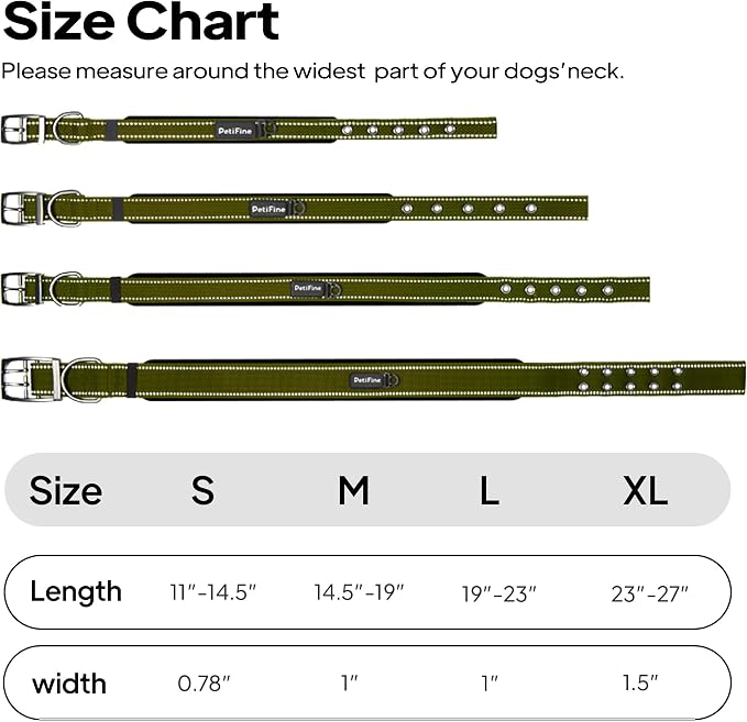 PetiFine Dog Collar for Large Dogs, Neoprene Padded and Adjustable, Reflective - Image 7