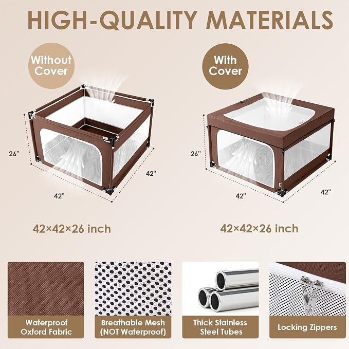 EHEYCIGA 42x42x26 Inches Puppy Playpen Without Top Cover - Image 2