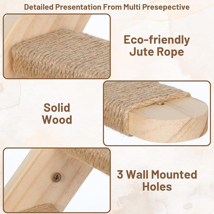 2 Pack 4 Steps Cat Wall Shelves, Wood Wall Mounted Stairs - Image 3
