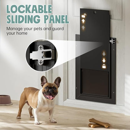 Dog Door for Door All Aluminum 3 Flaps Black, Large Dog Doggy Doggie Door - Image 5