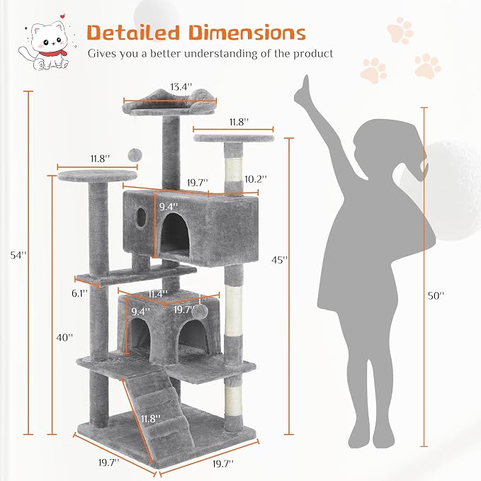 Sweetcrispy 54 Inch Cat Tree Tower, Indoor Cat Condo - Image 3