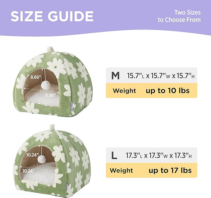 Lesure Cute Cat Beds for Indoor Cats - 2 in 1 Large Cat Cave Bed - Image 4