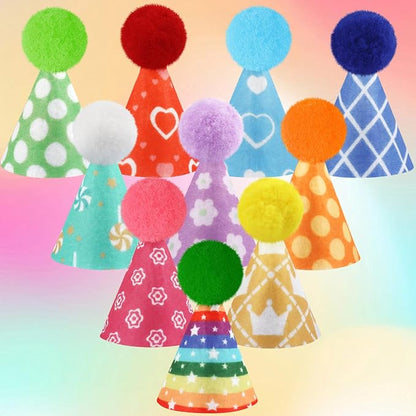 Hxezoc 10 Pcs Mini Birthday Party Hats Colorful Cone Felt Hats - Image 3