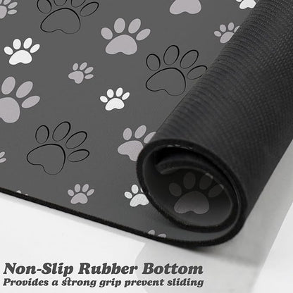 Dog Food Mat, Absorbent Water Bowl Mats Cat Pet Feeding Placemats Dark Gray 17 - Image 3