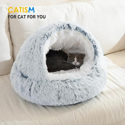 CATISM Cozy Plush Hooded Cat Bed, Indoor/Outdoor, Self-Warming Cave, Removable - Image 7