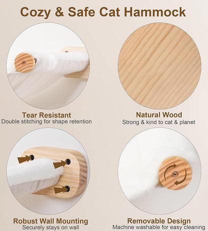 Cat Scraching Post Wall Shelves Set of 3 –1 Floating Fabric Hammock, 2 Cat Wall - Image 3