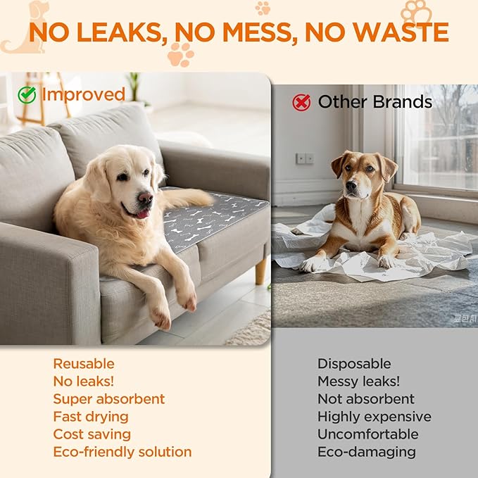 Washable Pee Pads for Dogs, 2 Pack 48"x60" Reusable Puppy Training Pads - Image 5