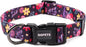 QQPETS Adjustable Soft Dog Collar: Print Flower Pink Multicolor Cute Patterns by QQPETS