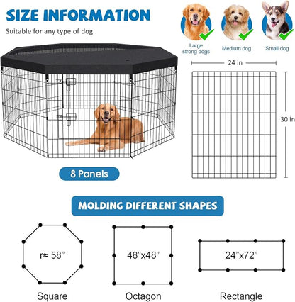 Dog Pen Pet Playpen Dog Fence Indoor Foldable Metal Wire Exercise Puppy Play - Image 2