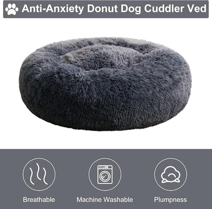 WNPETHOME Calming Dog Beds for Large Dogs, Anti-Anxiety Donut Pet Bed, Fluffy - Image 4