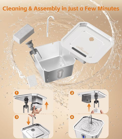 4L/135oz Large Cat Water Fountain Stainless Steel - Image 9