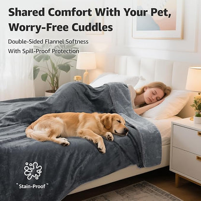 LOOBANI Waterproof Blanket for Bed: Reversible Soft Flannel Twin Bed Blanket - Image 2