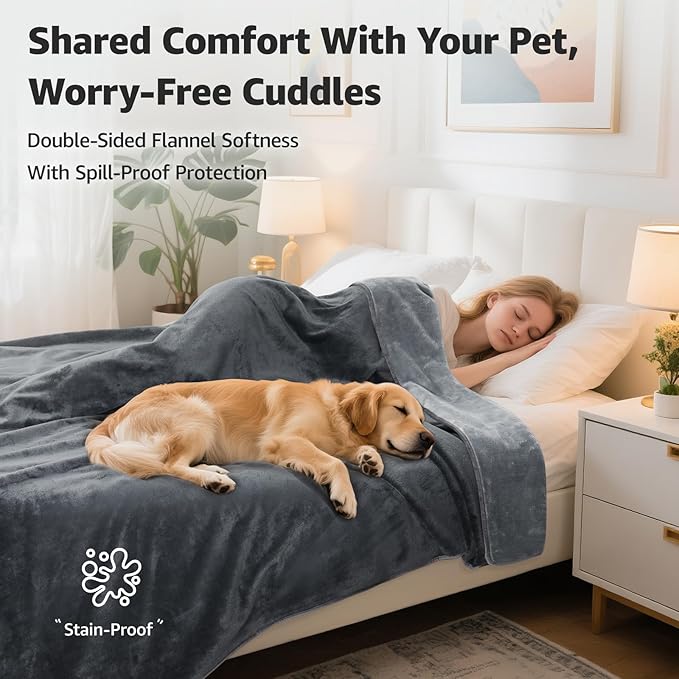 LOOBANI Waterproof Blanket for Bed: Reversible Soft Flannel King Size Bed - Image 2