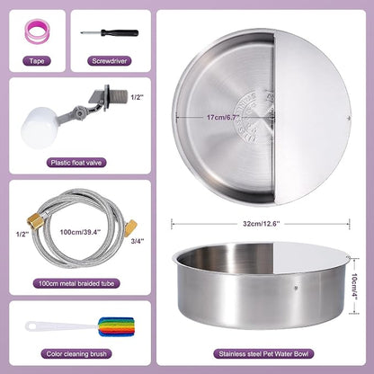 6L Automatic Dog Water Bowl Dispenser Outdoor Stainless Steel Pet Waterer Self - Image 6