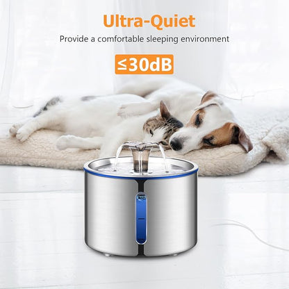 Cat Fountain, 84oz/2.5L Stainless Steel Pet Water Fountain, Automatic Dog Water - Image 4
