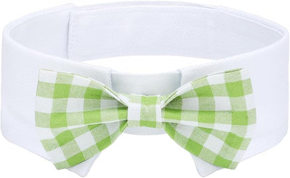Segarty Dog Bow Tie for Neck Girths 12.6-15.7 inch, Adjustable Green Plaid by Segarty