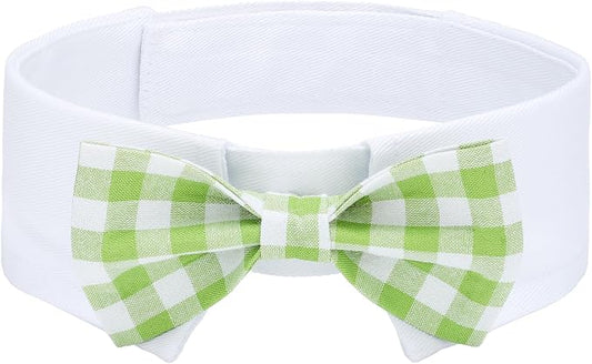 Segarty Dog Bow Tie for Neck Girths 12.6-15.7 inch, Adjustable Green Plaid by Segarty
