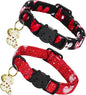 Valentine Cat Collar-2 Pack Collars Red and Black Heart Print Breakaway by BoboRainbow