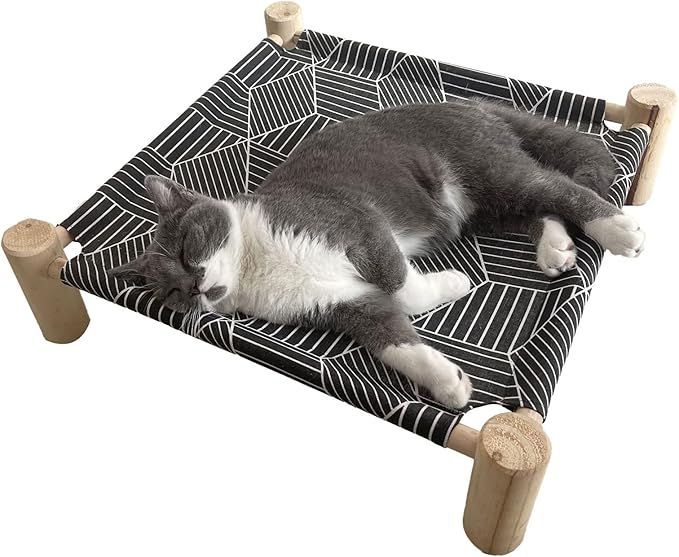 Pozico Cat/Dog Bed Hammock Cat Bed, Wooden Dog Elevated Indoor Outdoor Beds by Pozico