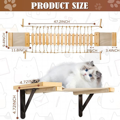 Calmbee Cat Wall Shelves, Cat Wall Furniture 70" Cat Bridge Wall Mount Cat - Image 2