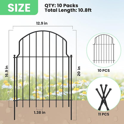 10Pcs Decorative Garden Fence, 20in/10.8ft Rustproof Metal Fences Animal - Image 2